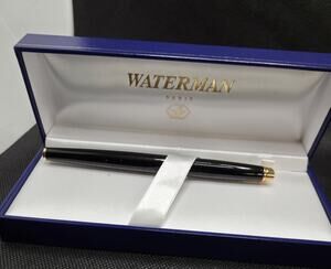 Waterman Rollerball Maestro in Glossy Black-Gold Personalized Co. Logo New Cartr